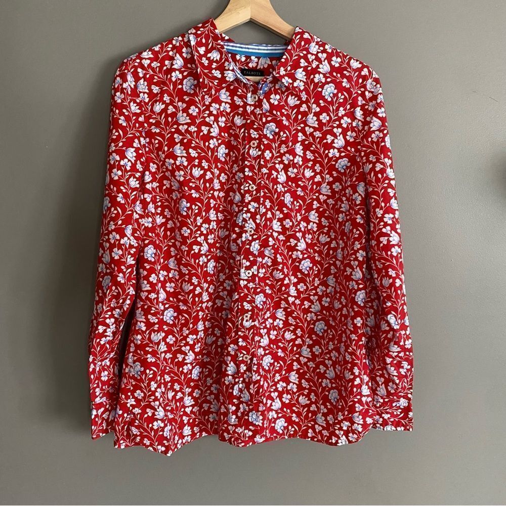 Talbots Red Floral Button-Down Shirt